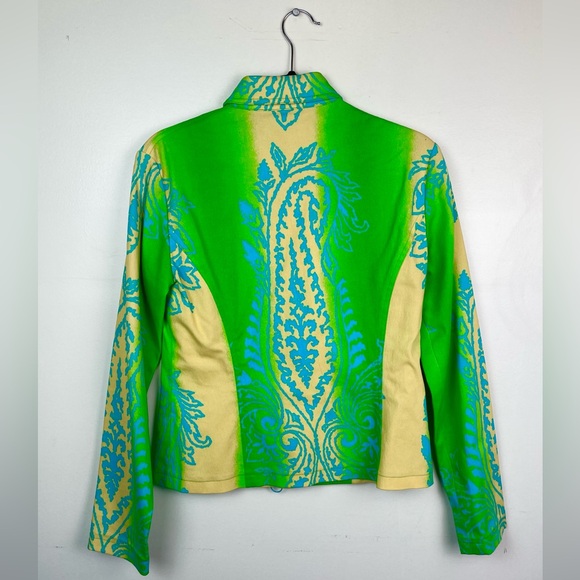 Vintage Etcetera green and yellow with blue design zip up | Size 4 - Picture 2 of 4